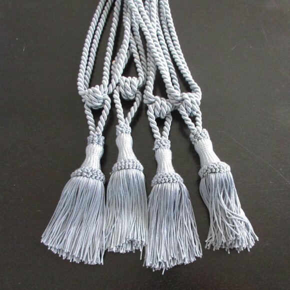 Silver Silky Curtain Tie Back Tassels x 4 - Picture 10 of 10